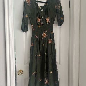 Floral Green Midi Dress